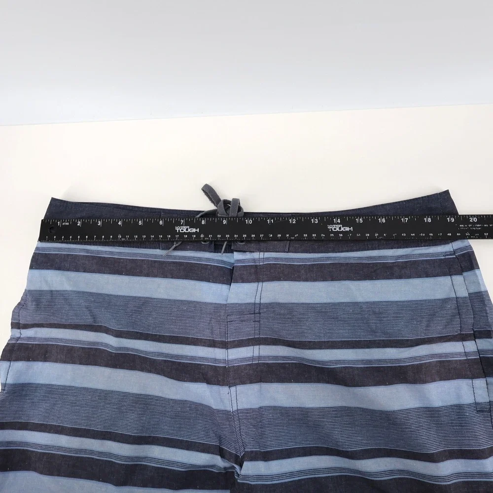 Travis Mathew Board Shorts‎ Blue Grey Striped Swim Trunks Mens XL Inseam 9